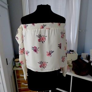 Off shoulder floral shirt